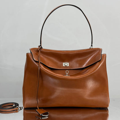 Balenciaga Large Bag 40 Camel Brown Cowhide Sliver Hardware
