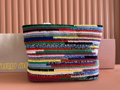 Miu Tote Bag 40cm Colorful Raffia-Effect Woven 285410