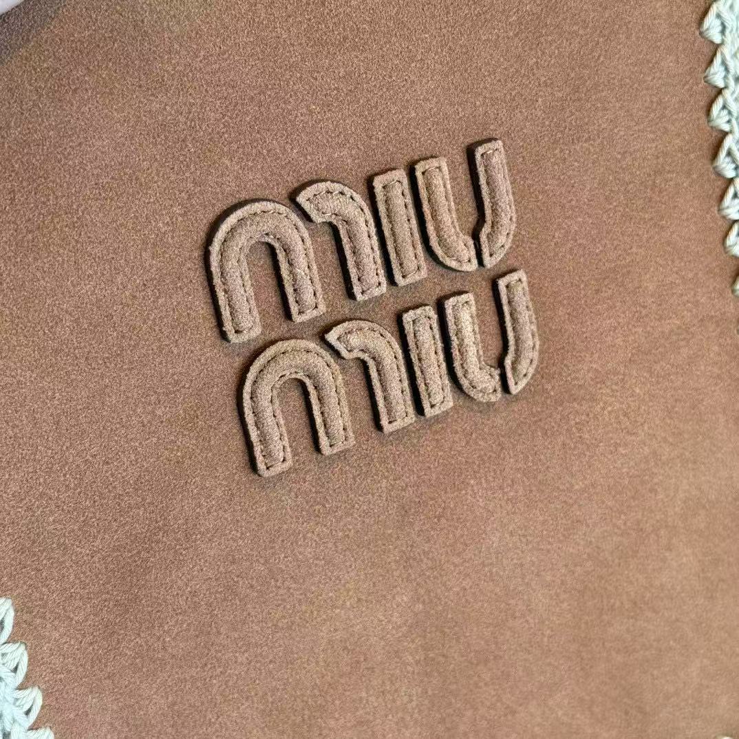 Miumiu Ivy Tote Bag 40 Brown Suede