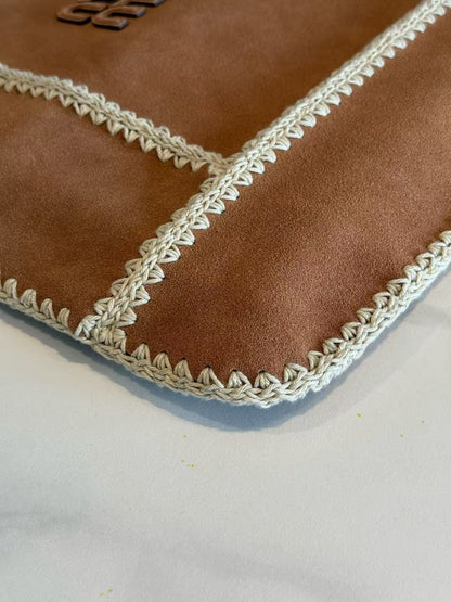 Miumiu Ivy Tote Bag 40 Brown Suede