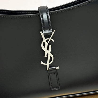 YSL Le 5 À 7 Hobo Bag 25cm Black with Silver hardware in Cowhide 285552