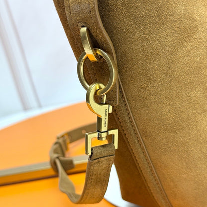 YSL Le 5 À 7 Bucket Bag 20cm Camel Brown in Suede 285621