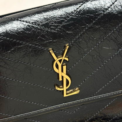 YSL Niki Tripouch Shoulder Bag 28cm Black in Oil-Waxed 285681