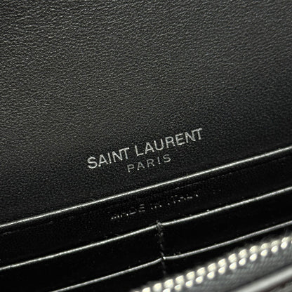 YSL Sunset Bag 19cm Black with Silver hardware in Leather 285686