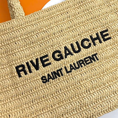 YSL Rive Gauche Tote Bag 38cm Straw Color in Raffia 285698