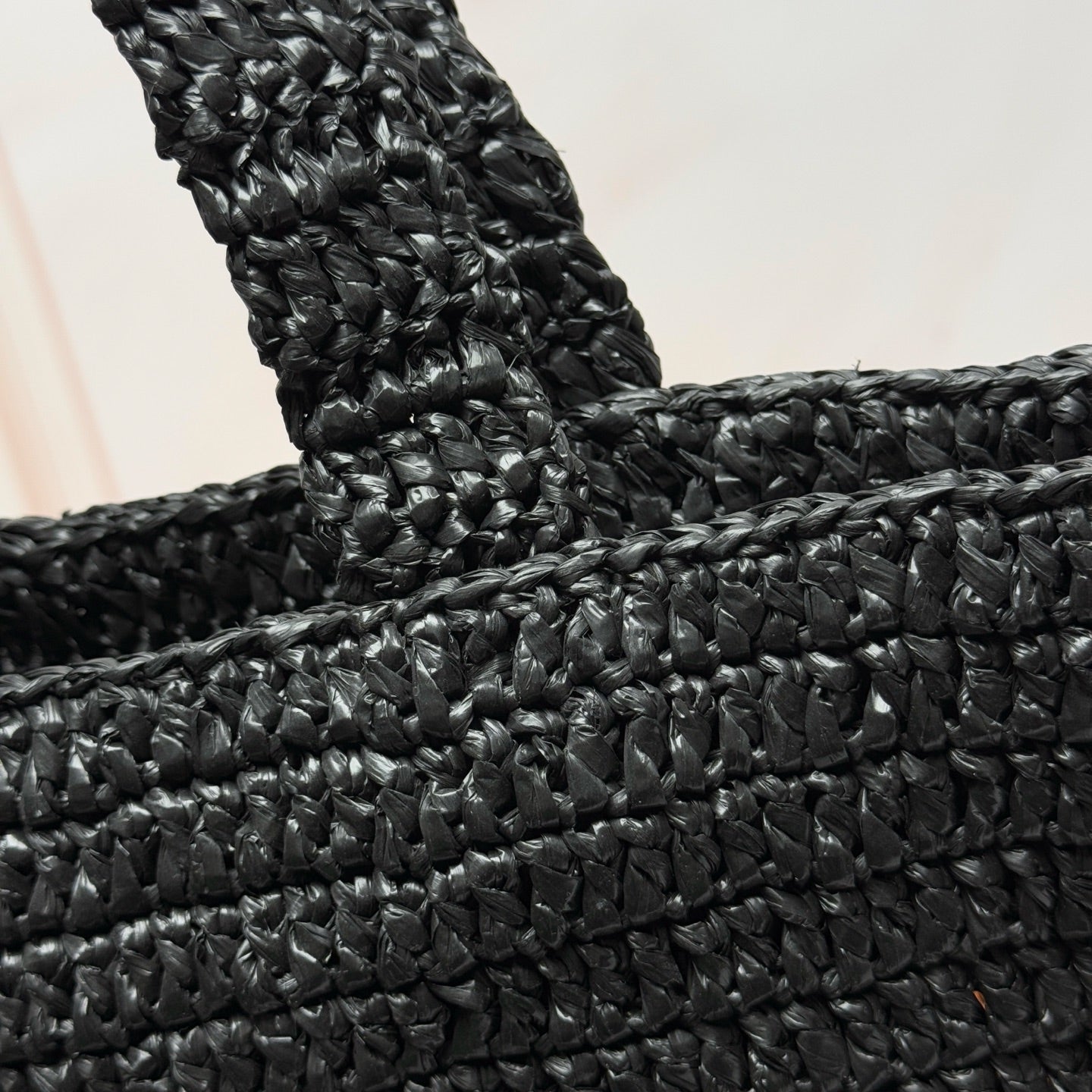 YSL Tote Bag 50cm Black in Raffia 285707