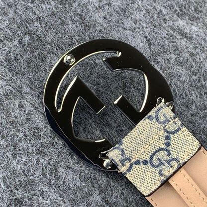 GG Supreme Interlocking G Buckle Belt Beige & Blue