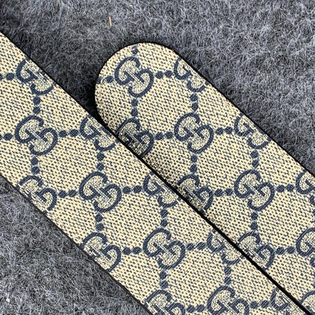 GG Supreme Interlocking G Buckle Belt Beige & Blue
