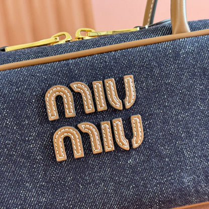 Miu Beau Small Bag 28cm Dark Blue Cotton 257970