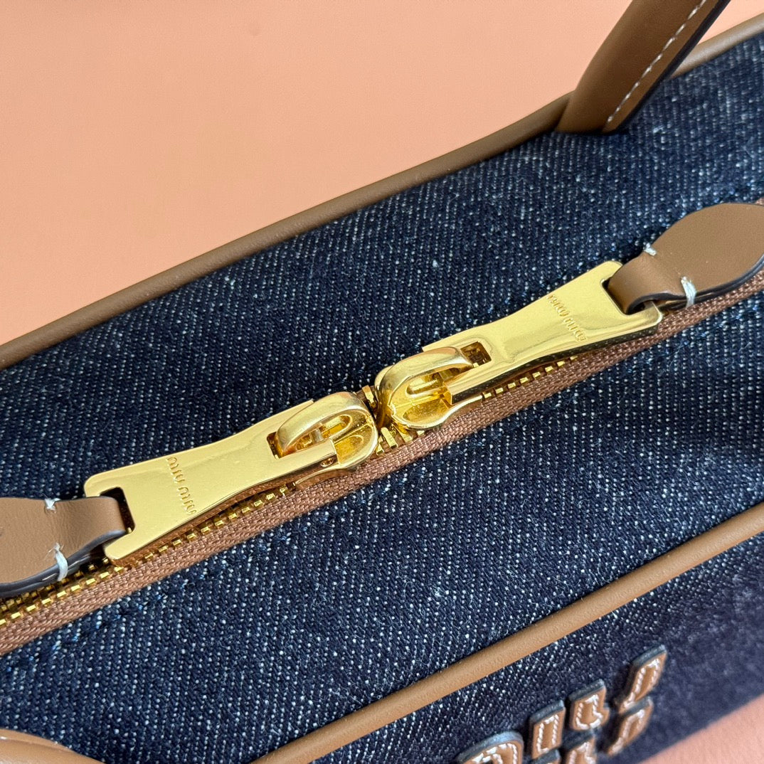 Miu Beau Small Bag 28cm Dark Blue Cotton 257970