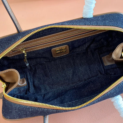 Miu Beau Small Bag 28cm Dark Blue Cotton 257970