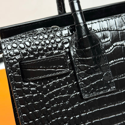 YSL Sac de Jour Baby 26cm Black in Crocodile-patterned Cowhide 285793