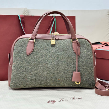 LP Needle Handbag 40.5 Muted Pink Tweed Calfskin 282253