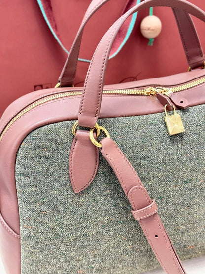 LP Needle Handbag 40.5 Muted Pink Tweed Calfskin 282253