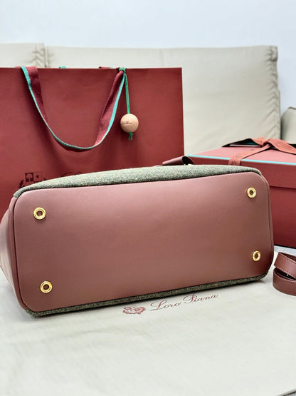 LP Needle Handbag 40.5 Muted Pink Tweed Calfskin 282253