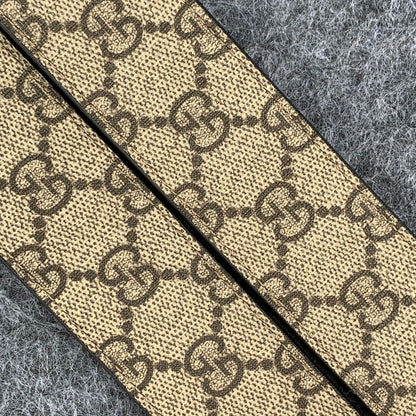 GG Leather Belt with Double G Buckle, 1.5” Width 'Brown'