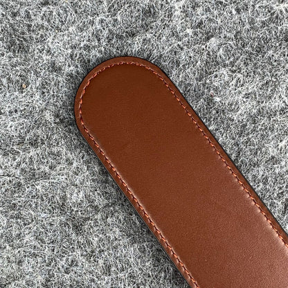 GG Leather Belt with Double G Buckle, 1.5” Width 'Brown'