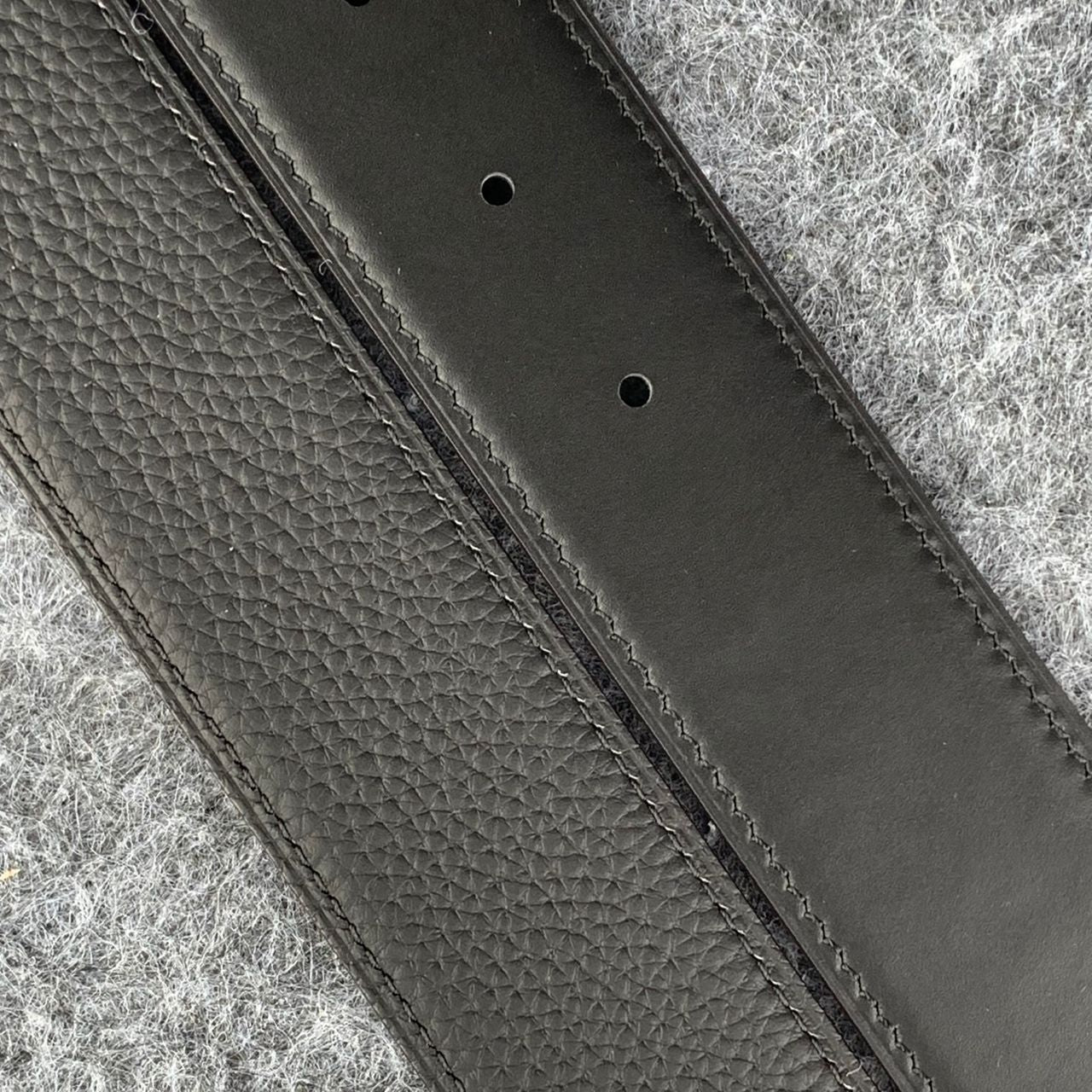 H Constance  Leather Reversible Belt 'Noir/Silver'