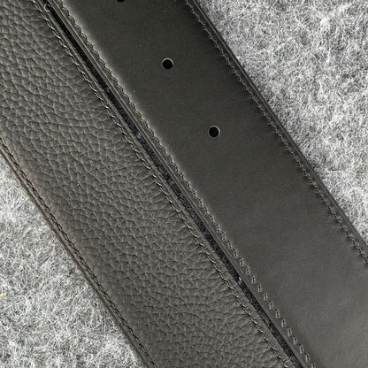 H Constance  Leather Reversible Belt 'Noir/Silver'