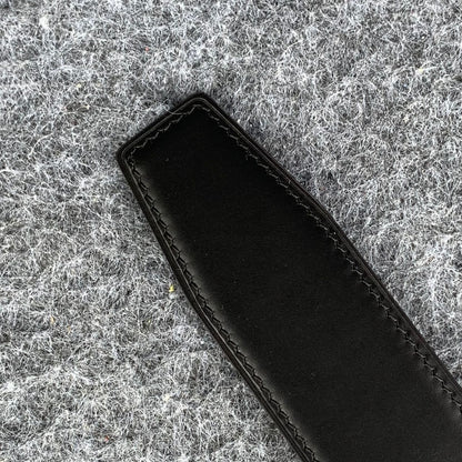 H Constance  Leather Reversible Belt 'Noir/Silver'