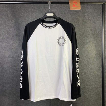 Chrome Hearts Horseshoe Neck Logo 3/4 Shirt 'Black/White'