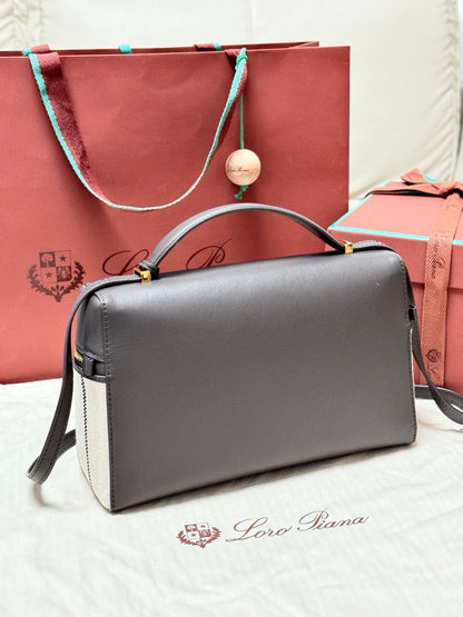 LP Extra Pouch L27 Dark Brown Calfskin Linen 282227