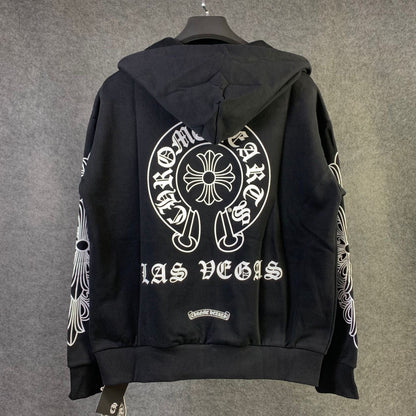 Chrome Hearts Las Vegas Exclusive Horse Shoe Zip Up Hoodie 'Black'