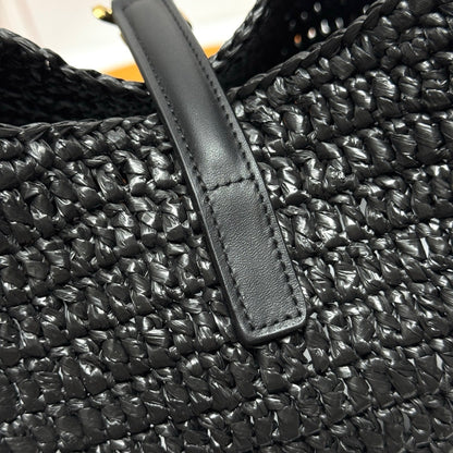 YSL 5A7 Large Bag Black Raffia