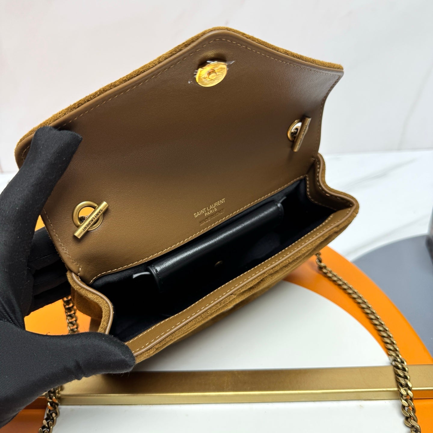 YSL Loulou Mini Bag 20cm Brown Coffee Suede 285679