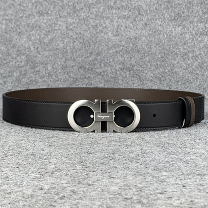 Ferragamo Gancini Leather Belt 'Black'