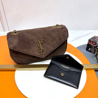 YSL Loulou Mini Bag 20cm Coffee Suede 285677