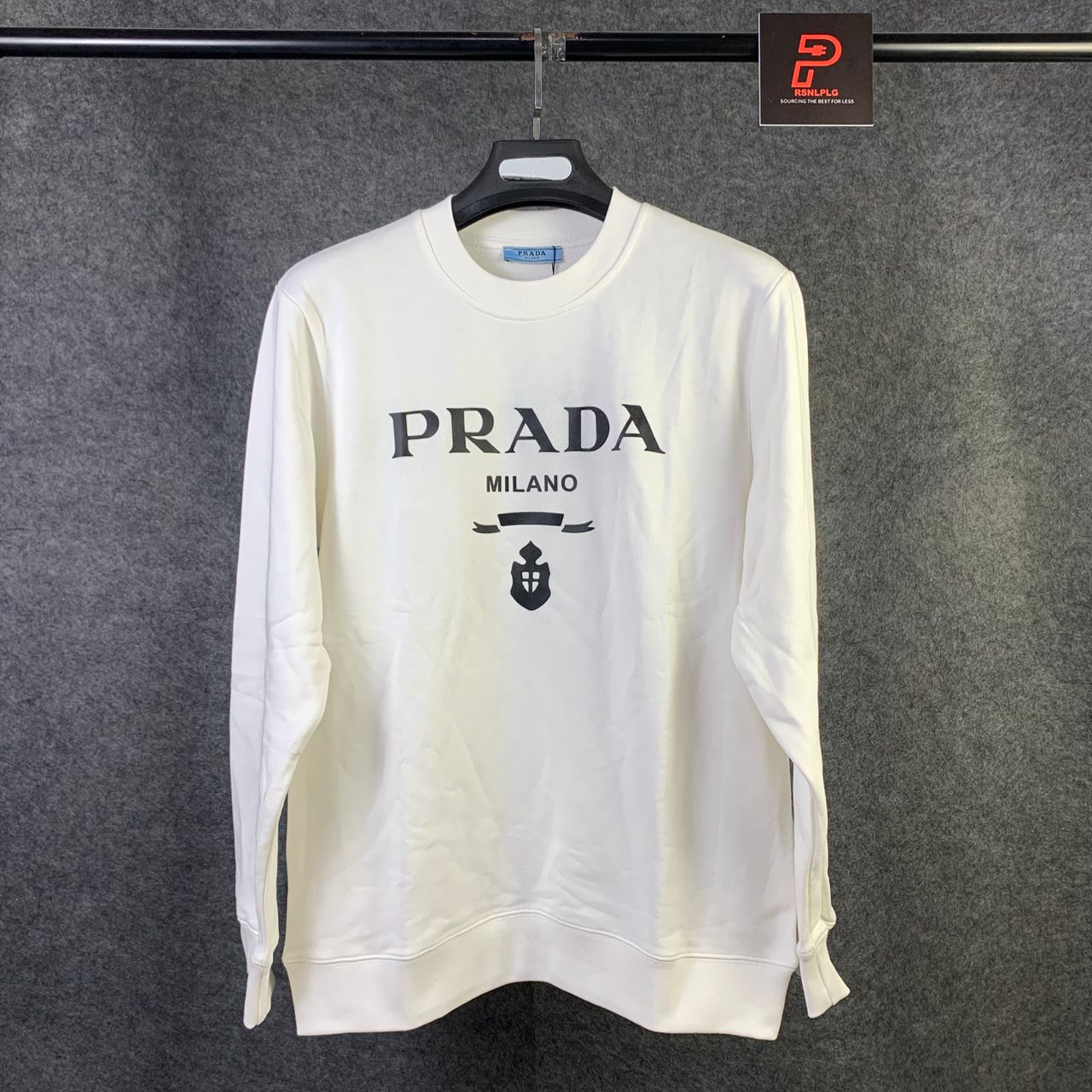 Prada Chenille Logo Sweatshirt 'White'