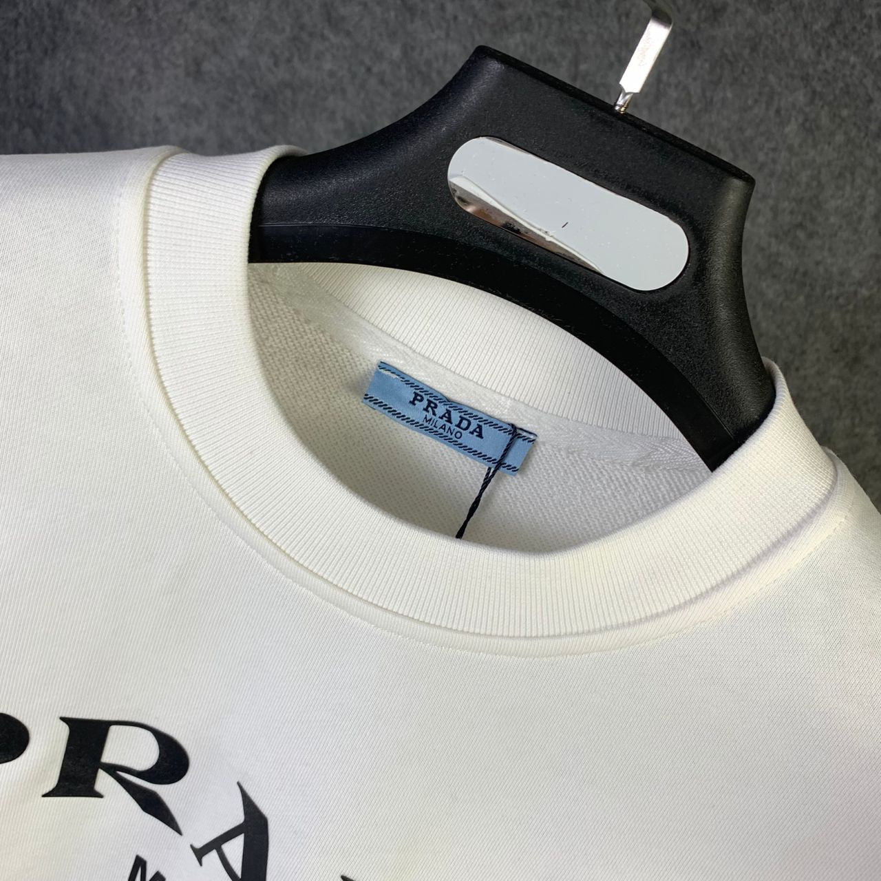 Prada Chenille Logo Sweatshirt 'White'