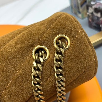 YSL Loulou Small Bag 24cm Coffee Brown Suede 285669