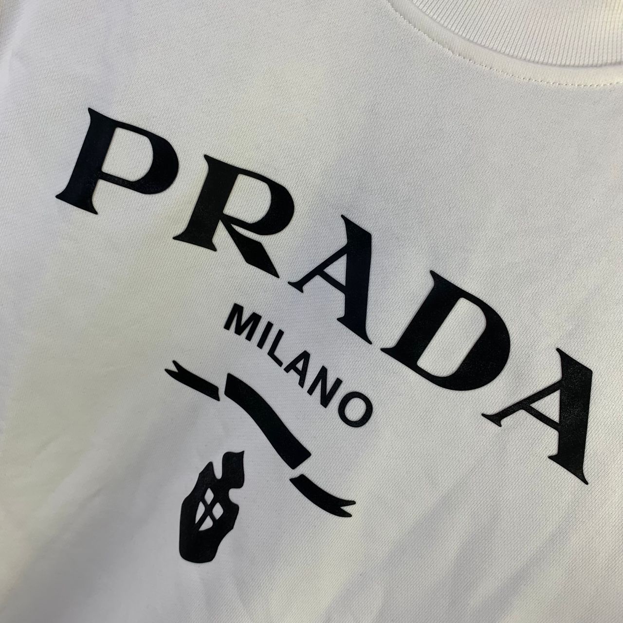 Prada Chenille Logo Sweatshirt 'White'