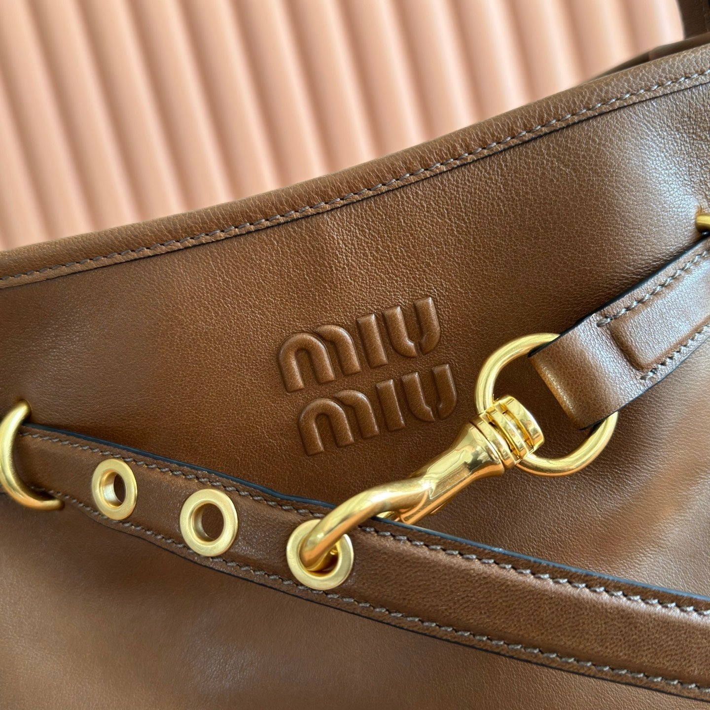 Miu 5BE101 Pouch Brown Cowhide 285393