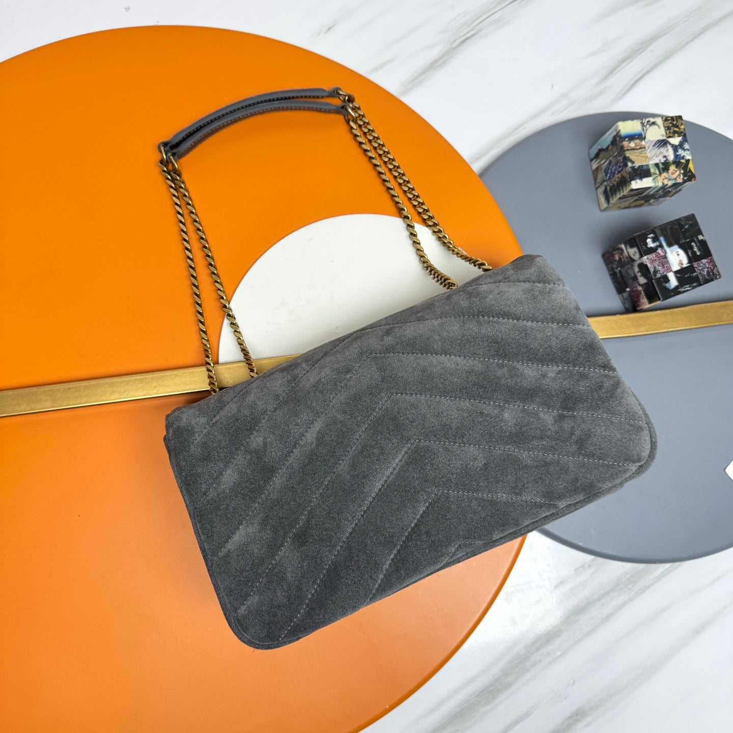 YSL Loulou Bag 29cm Grey Suede 285665