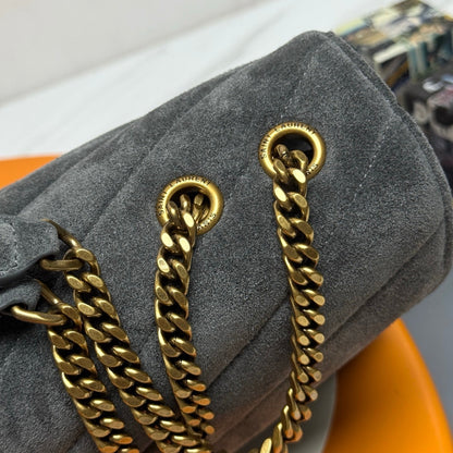 YSL Loulou Bag 29cm Grey Suede 285665