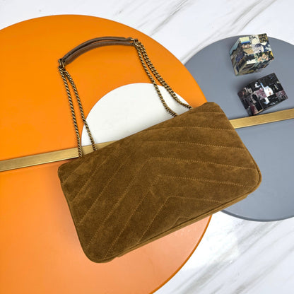 YSL Loulou Bag 29cm Coffee Brown Suede 285663