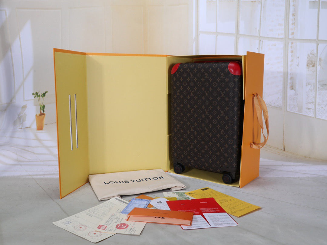 Louis Vuitton Horizon 55 Monogram Suitcase Brown Hot Pink Leather