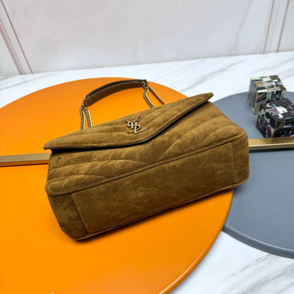 YSL Loulou Bag 29cm Coffee Brown Suede 285663