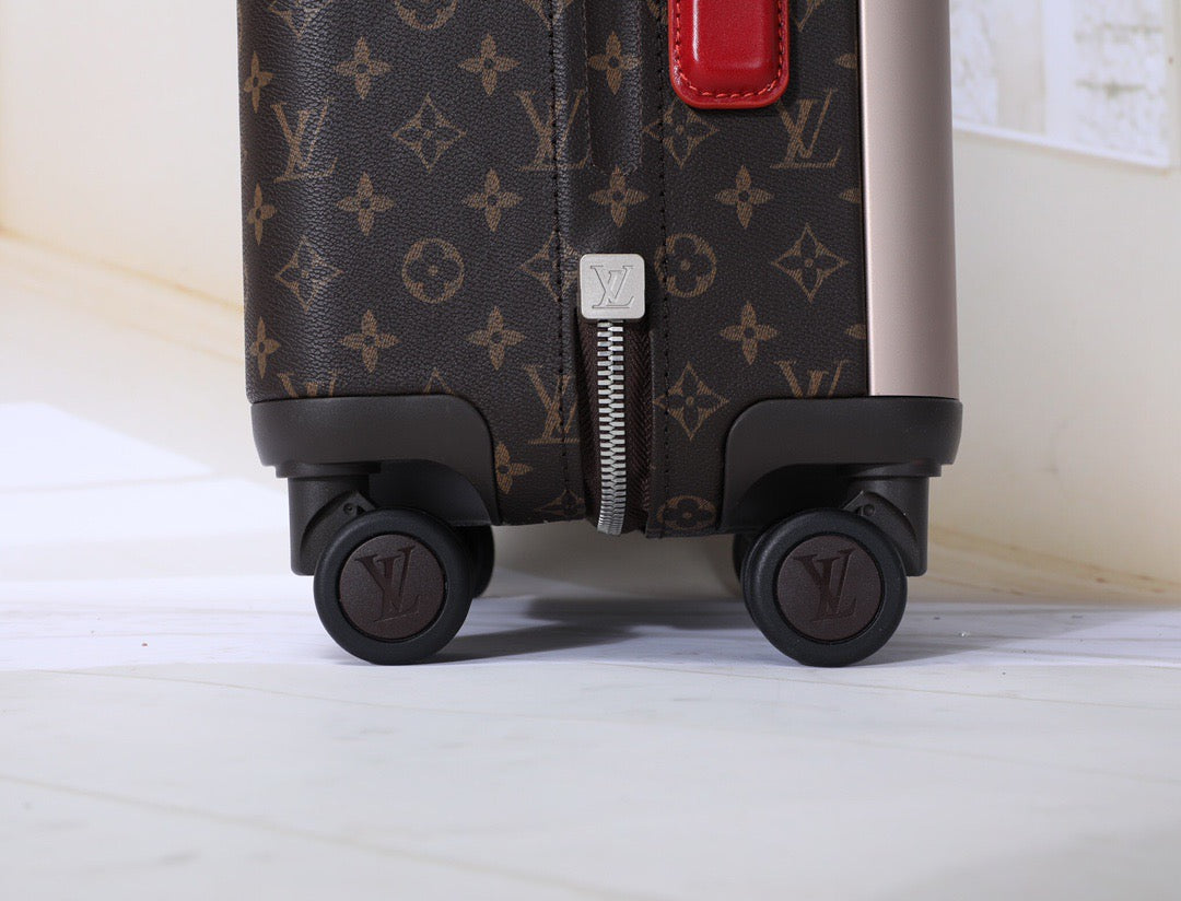 Louis Vuitton Horizon 55 Monogram Suitcase Brown Hot Pink Leather