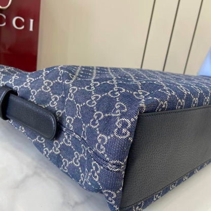 Gucci 25 Beatrix 40cm Handbag Navy Blue Denim Leather 292318