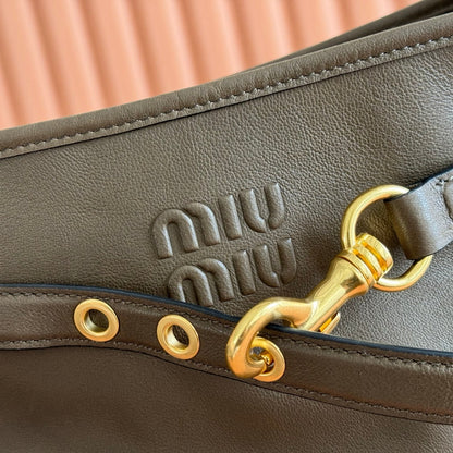 Miu 5BE101 Pouch Muted Brown Cowhide 285394