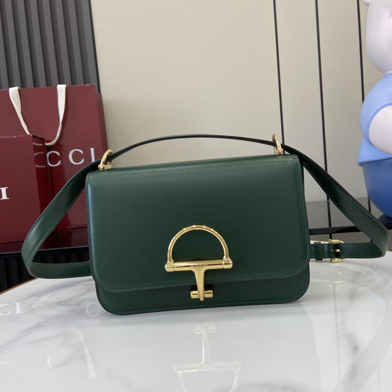 Gucci 25 Siena Bag 22.5cm  Green Gold Leather 292365