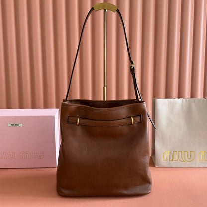 Miu 5BE101 Pouch Tan Brown Cowhide 285393