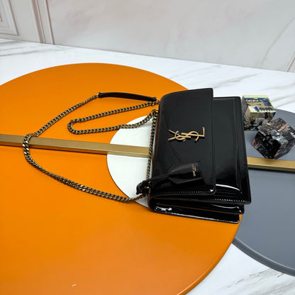 YSL Sunset Bag 22cm Black Patent Leather 285540