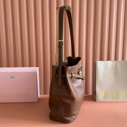 Miu 5BE101 Pouch Tan Brown Cowhide 285393