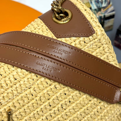YSL Niki Shoulder Bag 28cm Straw Color in Straw Weaving 285527