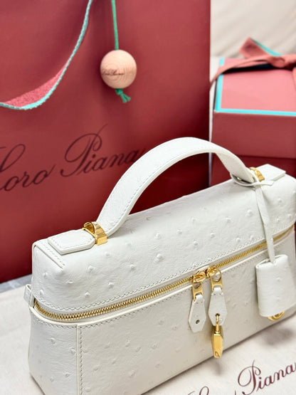 LP Extra Pouch L23 Off-White Ostrich Pattern Leather